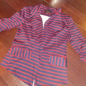 Red and navy stripped blazer